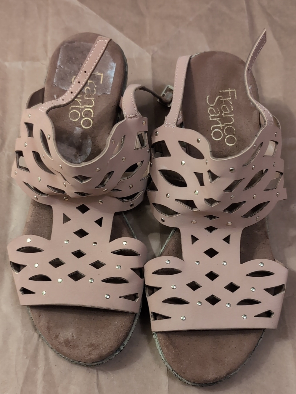 Franco Sarto Blush Laser-Cut Slingback Sandals